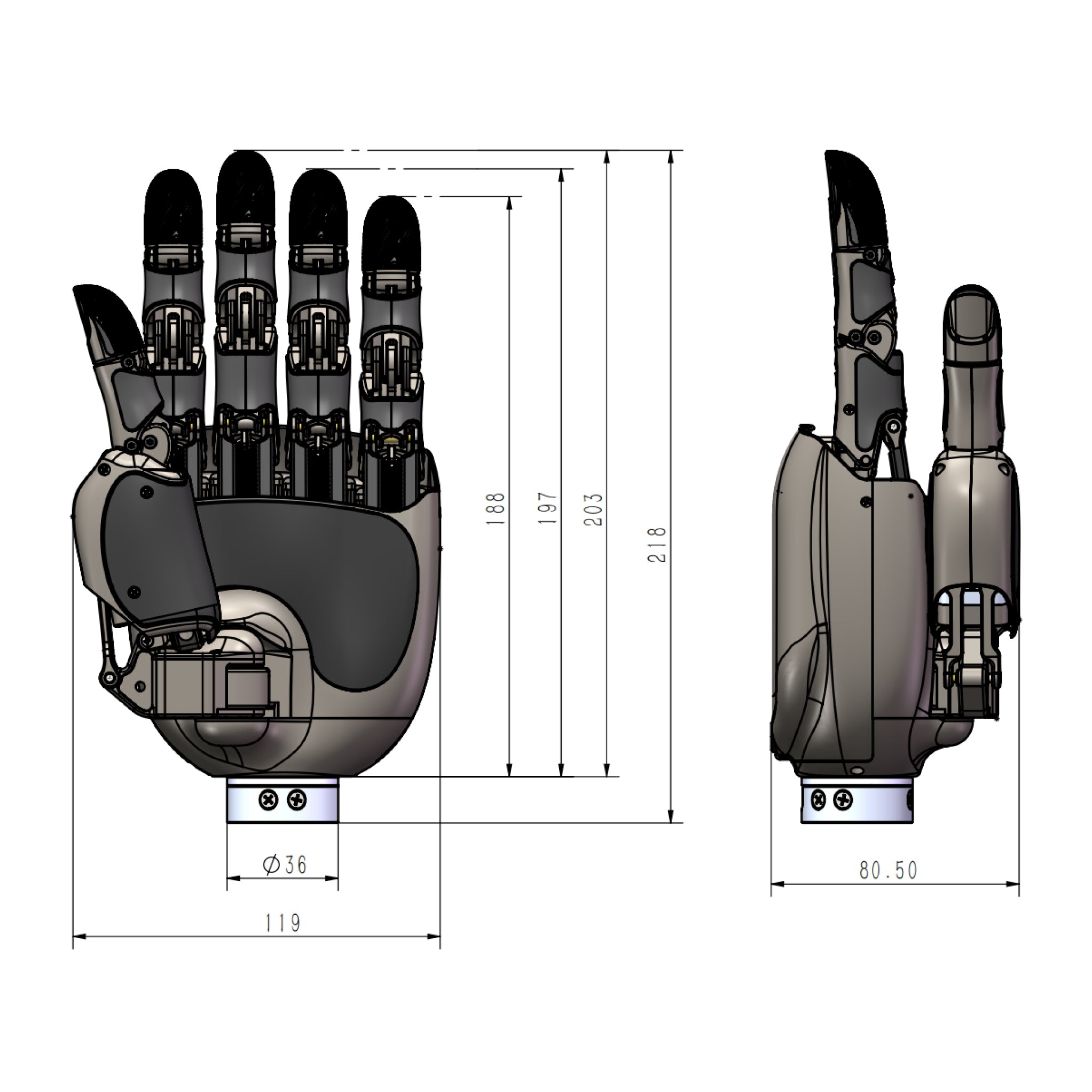 DH2116-R1 Dexterous Hand 21-DOF | 94N Grip Force | CAN-FD Communication