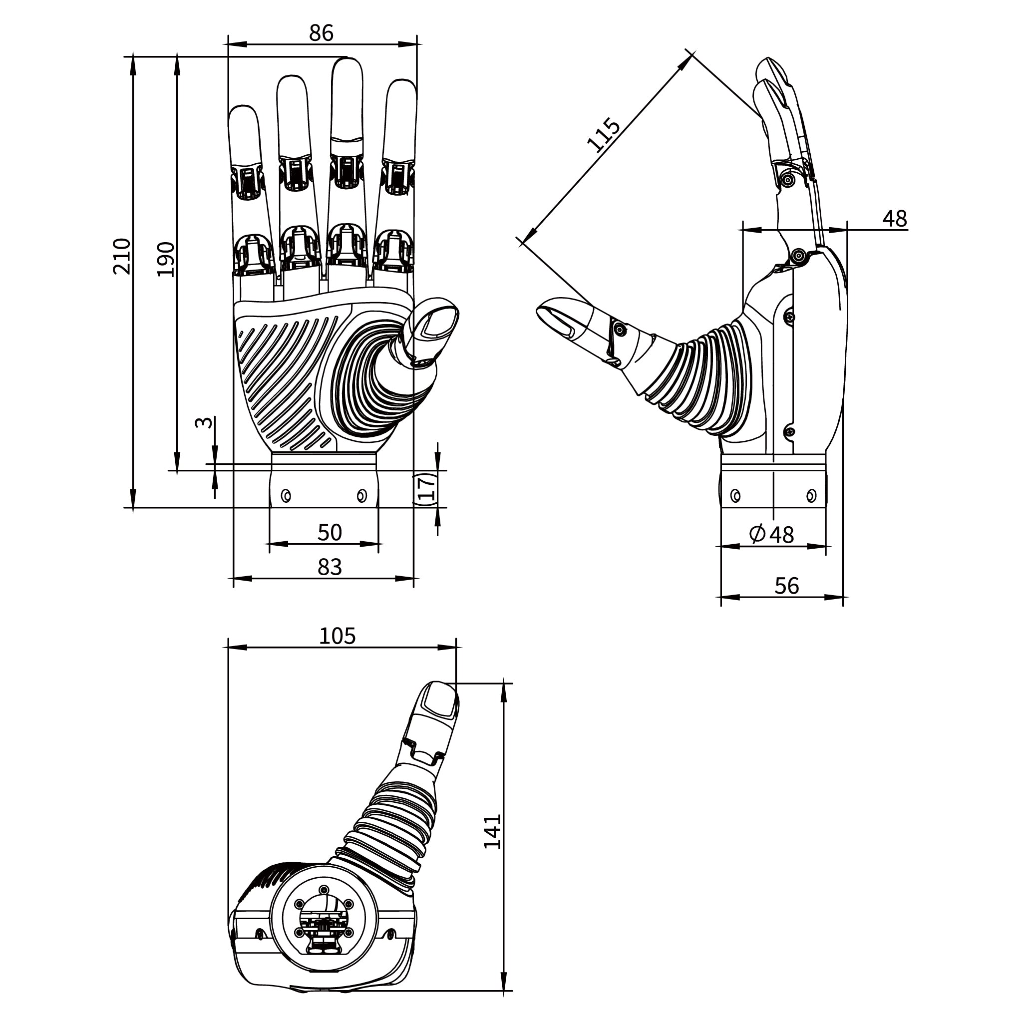 DH116-L1-M｜ Dexterous Hand 11‑DOF｜6 Active DOF Humanoid Robot Hand