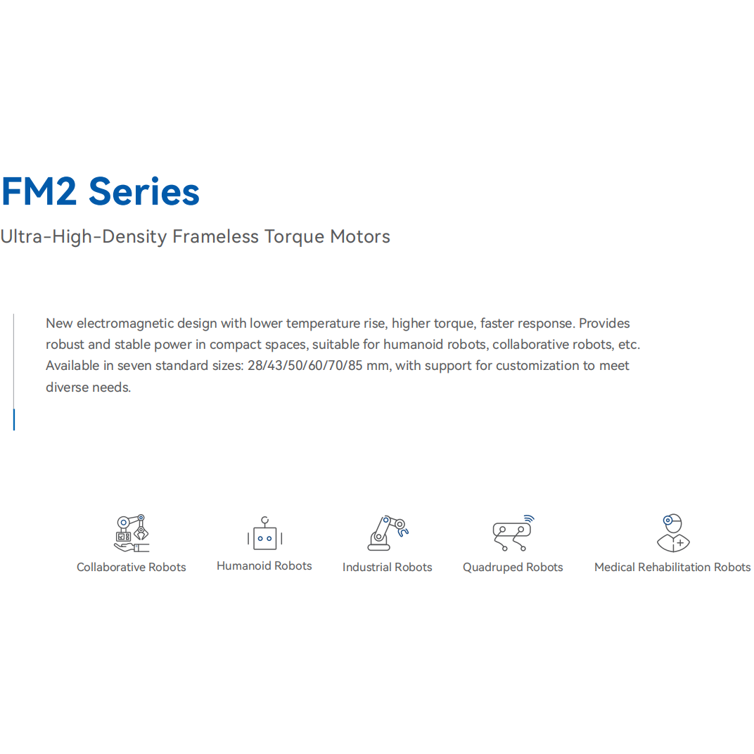 FM2-04308KTN376 Frameless Motor | 77W High Torque Density Motor for Robotic Joints | 48V