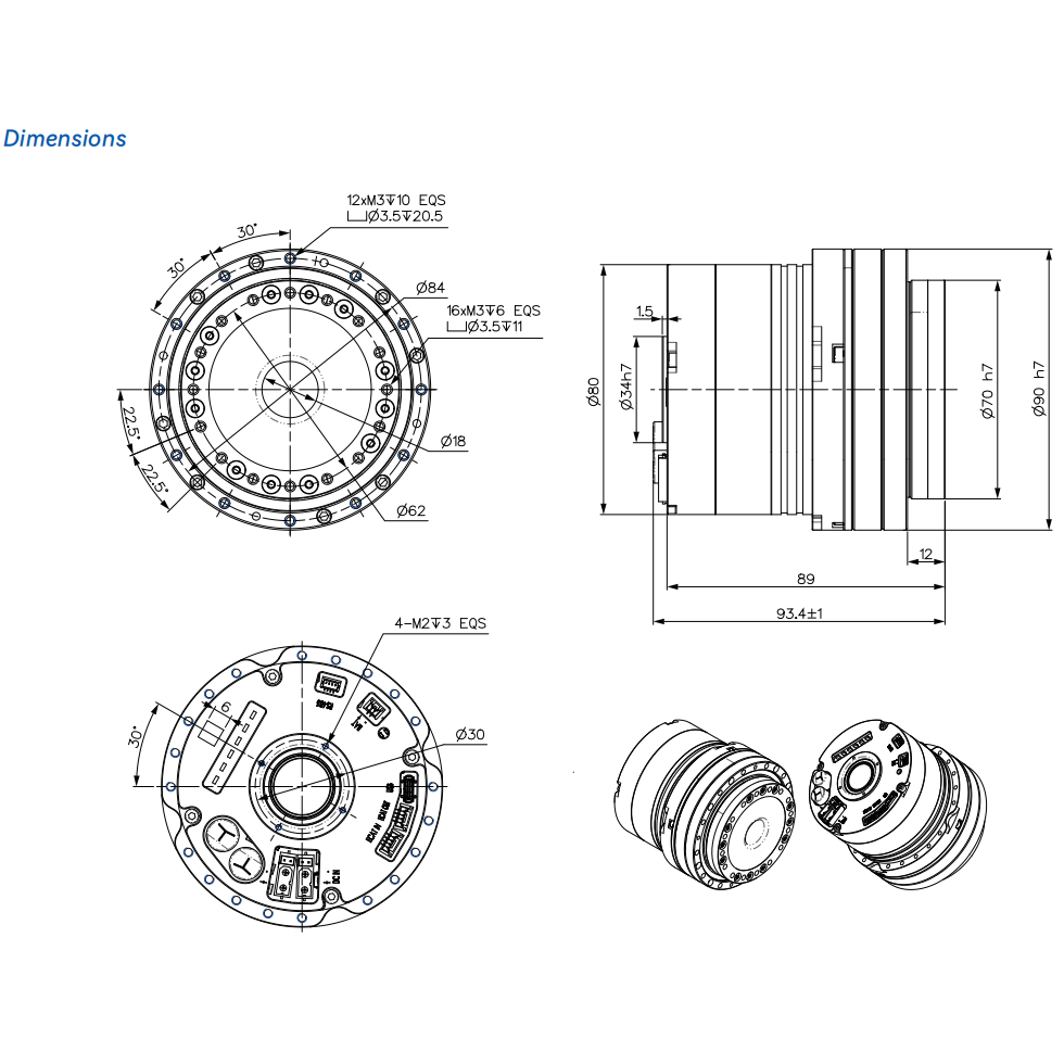 HJ2-90F101D24-BK-EC 90mm Harmonic Integrated Actuator with EtherCAT Communication & Brake ,  Robot Joint Module